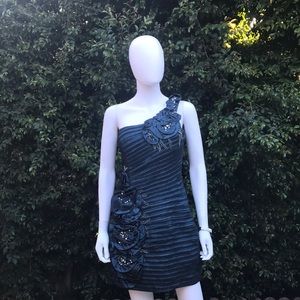 Poly USA marine blue one shoulder sleeveless dress